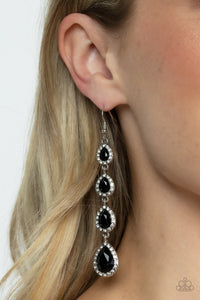 black,fishhook,rhinestones,Confidently Classy - Black Rhinestone Earrings