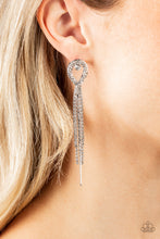 Load image into Gallery viewer, Luxury Lasso - White Rhinestone Post Earrings Paparazzi Accessories