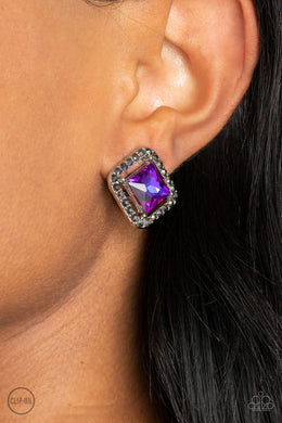 Cosmic Catwalk - Purple Oil Spill Clip-On Earrings Paparazzi Accessories