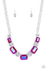 autopostr_pinterest_58290,oil spill,pink,rhinestones,short necklace,Flawlessly Famous - Pink Rhinestone Necklace