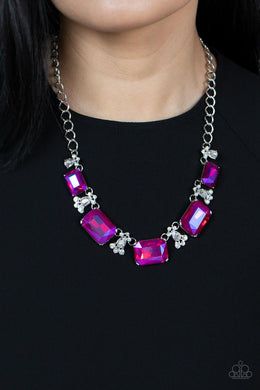 Flawlessly Famous - Pink Rhinestone Necklace Paparazzi Accessories