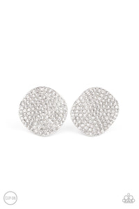 clip-on,rhinestones,white,Lunch at the Louvre - White Rhinestone Clip-On Earrings