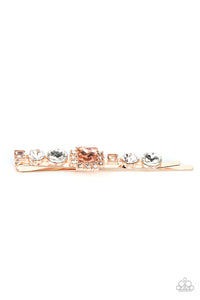 bobby pin,gold,rhinestones,rose gold,Couture Crasher - Gold Hair Accessory
