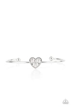 Load image into Gallery viewer, Heart of Ice - White Rhinestone Heart Cuff Bracelet Paparazzi Accessories