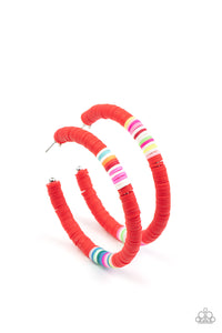 hoops,red,Colorfully Contagious - Red Hoop Earrings