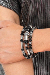 black,coil,rhinestones,Dynamic Dazzle Black Bracelet