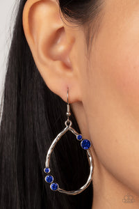 blue,fishhook,rhinestones,Shop Till You DROPLET - Blue Rhinestone Earrings