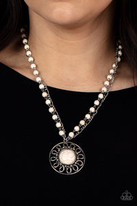 crackle stone,short necklace,white,Sahara Suburb - White Crackle Stone Necklace