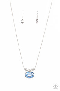 blue,rhinestones,short necklace,Pristinely Prestigious - Blue Rhinestone Necklace