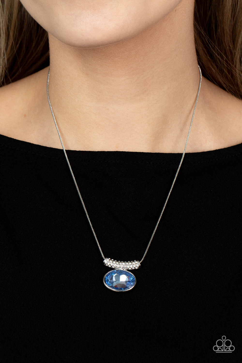 Pristinely Prestigious - Blue Rhinestone Necklace Paparazzi Accessories