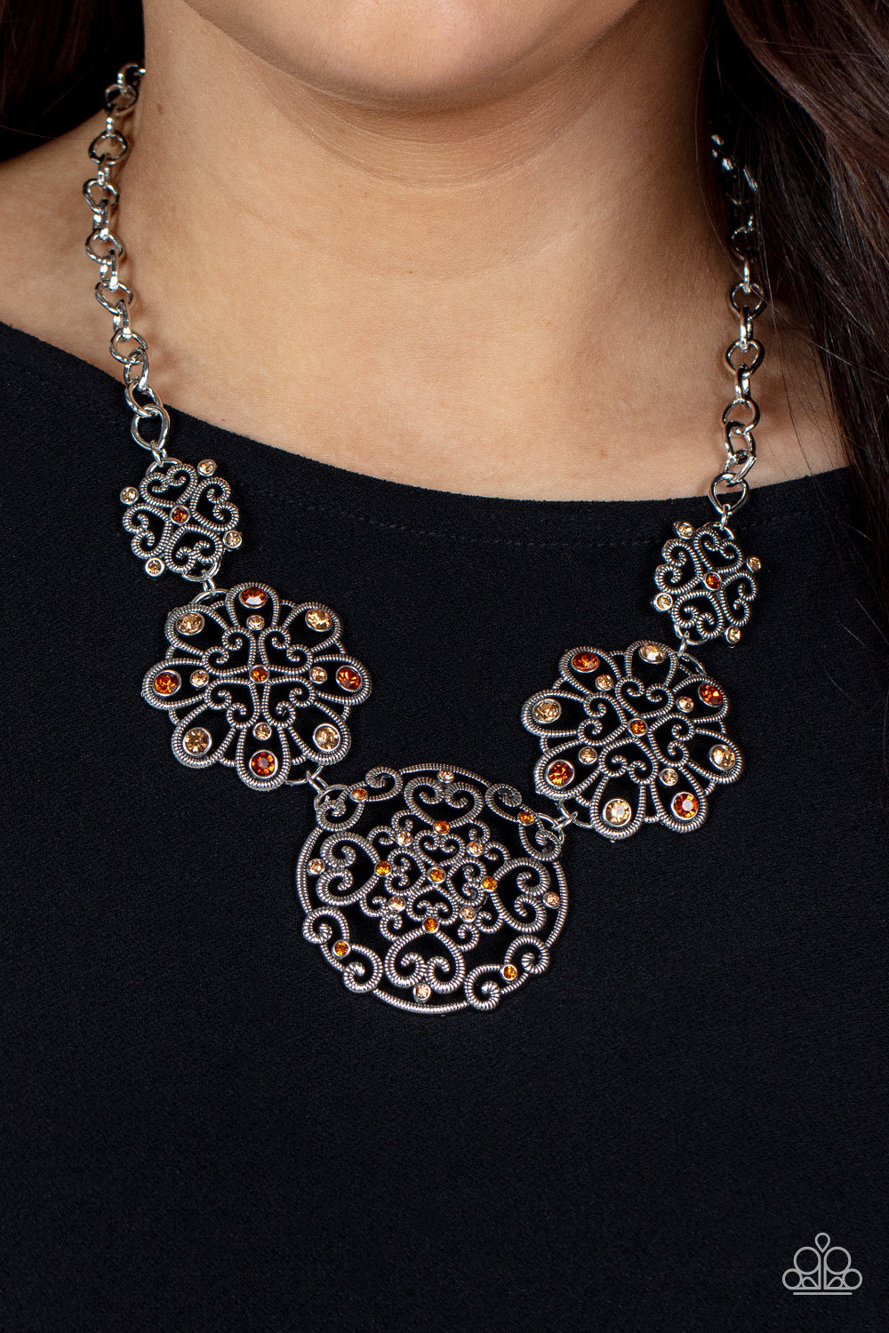 Royally Romantic - Brown Rhinestone Necklace Paparazzi Accessories