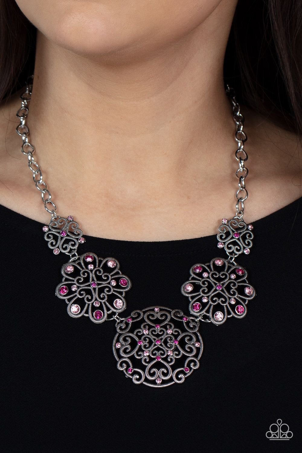 Royally Romantic - Pink Rhinestone Necklace Paparazzi Accessories