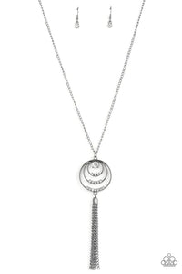 gunmetal,long necklace,rhinestones,Spiraling Sparkle Black Rhinestone Necklace