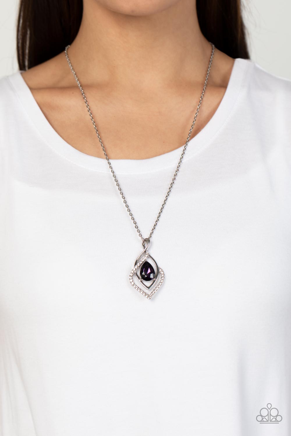Dauntless Demure - Purple Rhinestone Necklace Paparazzi Accessories