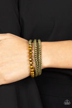 Load image into Gallery viewer, Gutsy and Glitzy - Brass Stretchy Bracelets Paparazzi Accessories