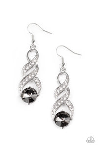 fishhook,rhinestones,silver,High-Ranking Royalty - Silver Rhinestone Earrings