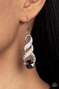 fishhook,rhinestones,silver,High-Ranking Royalty - Silver Rhinestone Earrings