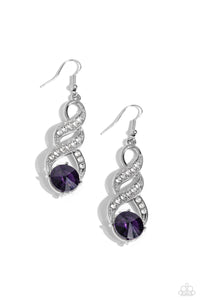 fishhook,purple,rhinestones,High-Ranking Royalty - Purple Rhinestone Earrings
