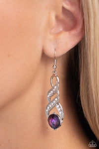 fishhook,purple,rhinestones,High-Ranking Royalty - Purple Rhinestone Earrings