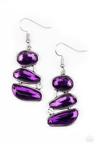 fishhook,purple,rhinestones,Gem Galaxy - Purple Rhinestone Earrings