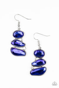blue,fishhook,rhinestones,Gem Galaxy - Blue Rhinestone Earrings
