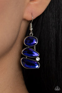 blue,fishhook,rhinestones,Gem Galaxy - Blue Rhinestone Earrings