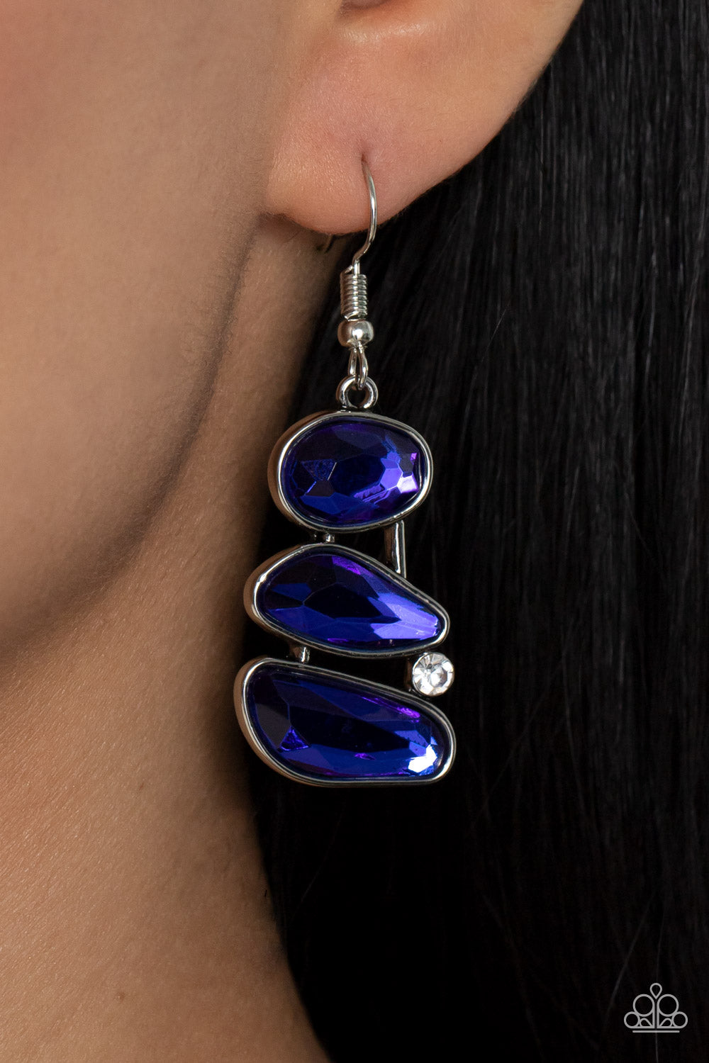 Gem Galaxy - Blue Rhinestone Earrings Paparazzi Accessories