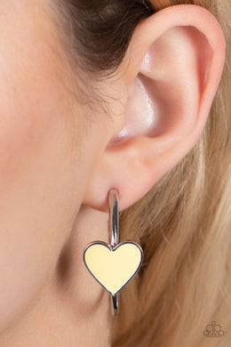 Kiss Up - Yellow Heart Hoop Earrings Paparazzi Accessories