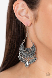 black,fishhook,Lunar Allure - Black Earrings