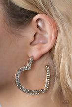 Load image into Gallery viewer, AMORE to Love - Gold Heart Rhinestone Hoops Paparazzi Accessories