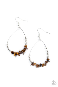 brown,fishhook,stone,tiger's eye,Come Out of Your SHALE - Brown Earrings