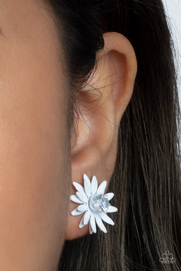 Sunshiny DAIS-y - White Post Earrings Paparazzi Accessories