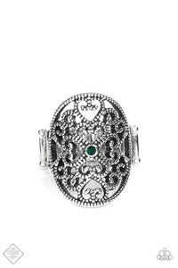 green,hearts,rhinestones,wide back,Imperial Icon Green Ring