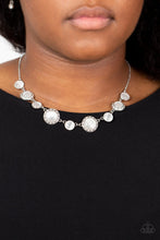 Load image into Gallery viewer, Too Good to BEAM True - White Cat&#39;s Eye Rhinestone Necklace Paparazzi Accessories
