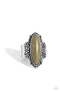 crackle stone,green,wide back,Dreamy Desertscape - Green Stone Ring