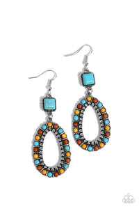 brown,crackle stone,fishhook,multi,turquoise,yellow,Napa Valley Luxe Multi Stone Earring