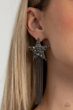 Load image into Gallery viewer, Superstar Solo - Black Gunmetal Hematite Rhinestone Star Post Earrings Paparazzi Accessories