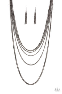 gunmetal,long necklace,Top of the Food Chain - Black Gunmetal Necklace