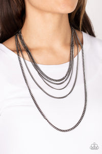 gunmetal,long necklace,Top of the Food Chain - Black Gunmetal Necklace