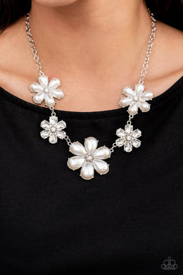 Fiercely Flowering White Necklace Paparazzi Accessories