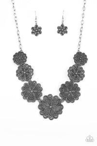 autopostr_pinterest_58290,floral,short necklace,silver,Basketful of Blossoms - Silver Floral Necklace