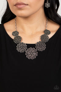 autopostr_pinterest_58290,floral,short necklace,silver,Basketful of Blossoms - Silver Floral Necklace