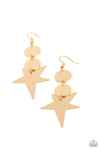 fishhook,gold,patriotic,stars,Star Bizarre - Gold Earrings