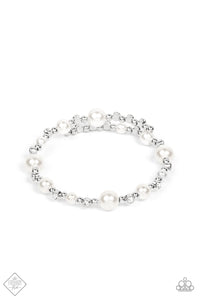 Coil,Fashion Fix,Pearls,rhinestones,white,Chicly Celebrity White Pearl Coil Bracelet