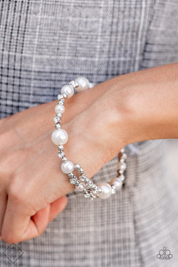 Chicly Celebrity White Pearl Coil Bracelet Paparazzi Accessories