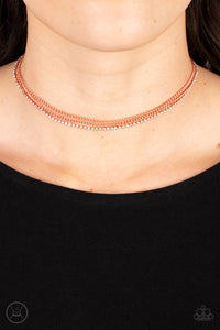 choker,copper,rhinestones,Glitzy Gusto - Copper Rhinestone Choker Necklace