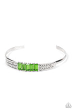 Load image into Gallery viewer, Spritzy Sparkle - Green Rhinestone Cuff Bracelet Paparazzi Accessories