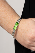Load image into Gallery viewer, Spritzy Sparkle - Green Rhinestone Cuff Bracelet Paparazzi Accessories