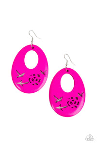 fishhook,pink,wooden,Home TWEET Home - Pink Wooden Earrings