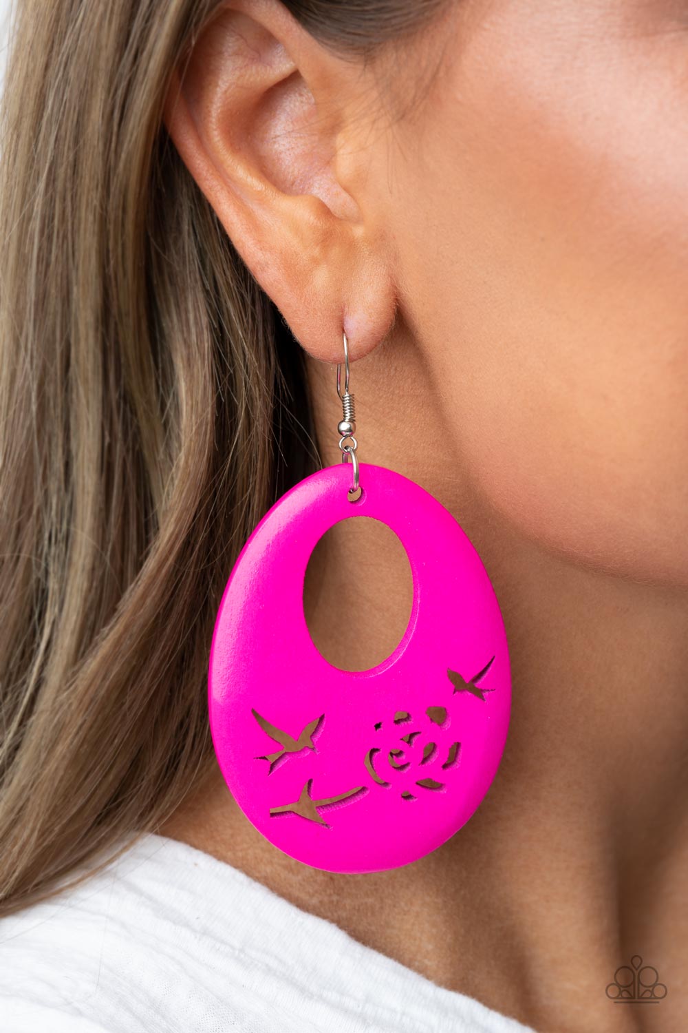 Home TWEET Home - Pink Wooden Earrings Paparazzi Accessories